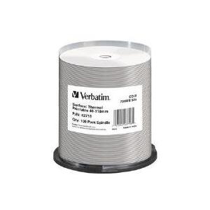 Verbatim - 100 x CD-R - 700MB 52x - breite bedruckbare Oberfläche, bedruckbare Fläche für Thermo-Retransfer - Spindel (43718)