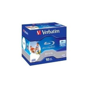 Verbatim - 10 x BD-R DL - 50GB 6x - mit Tintenstrahldrucker bedruckbare Oberfläche - Jewel Case (Schachtel) (43736)