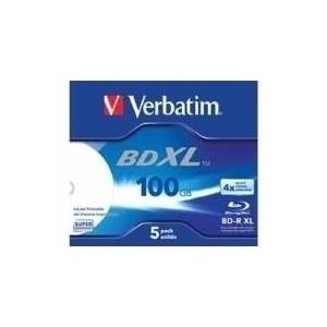 Verbatim - 5 x BD-R XL - 100GB 4x - mit Tintenstrahldrucker bedruckbare Oberfläche - Jewel Case (Schachtel) - Speichermedium (43789)