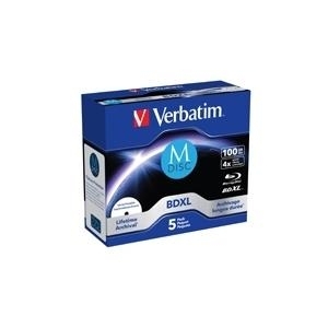 Verbatim M-DISC BD-R JEWEL CASE 100 GB, 4x, 5er-Pack, Jewel Case, mit Tintenstrahldruckern bedruckbar (43834)