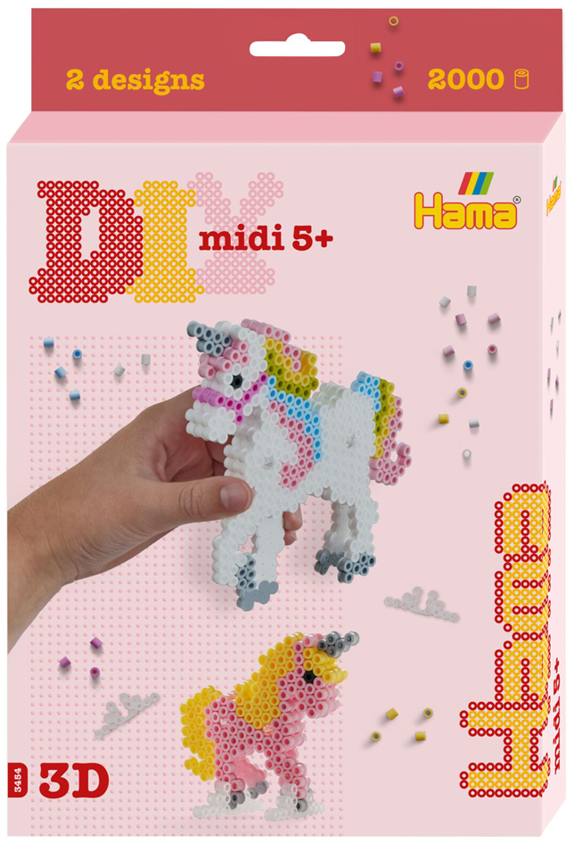 Hama Bgelperlen midi 3D , Einhrner, , Geschenkpackung