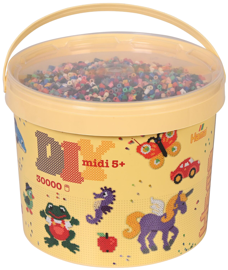 Hama Bügelperlen midi , Volltonmix, , im Eimer, 30.000 Stück