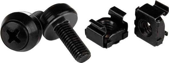 StarTech.com M6 x 12mm - Screws and Cage Nuts - Schrauben für Rack - Schwarz (CABSCREWM62B)