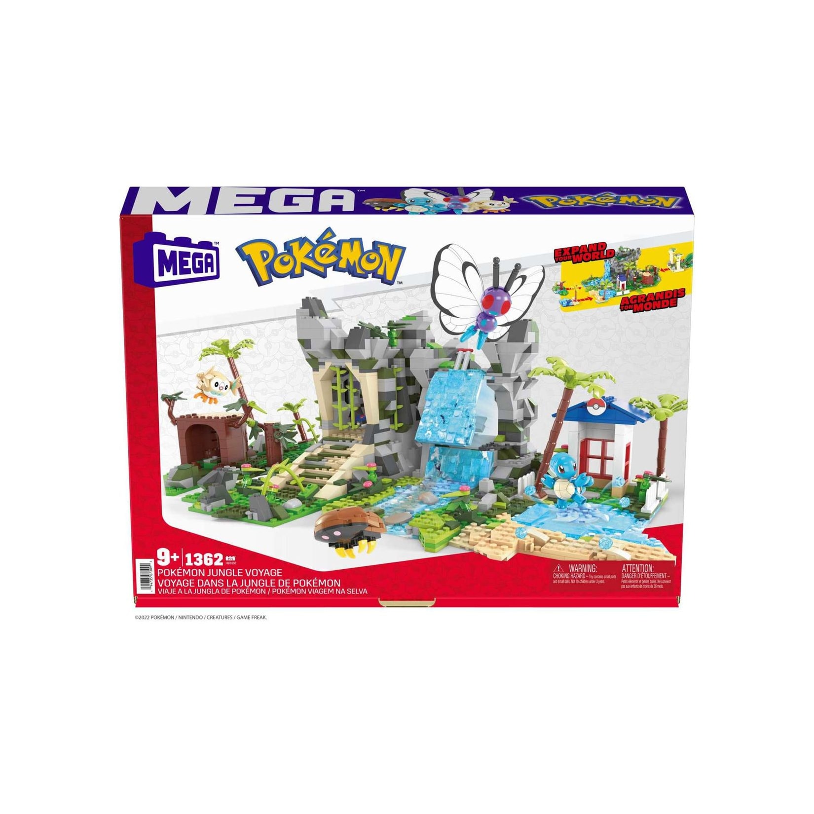 Mattel HHN61 - Mega - Pokémon - Ultimatische Dschungelexpedition, Bausatz 1347 Teile