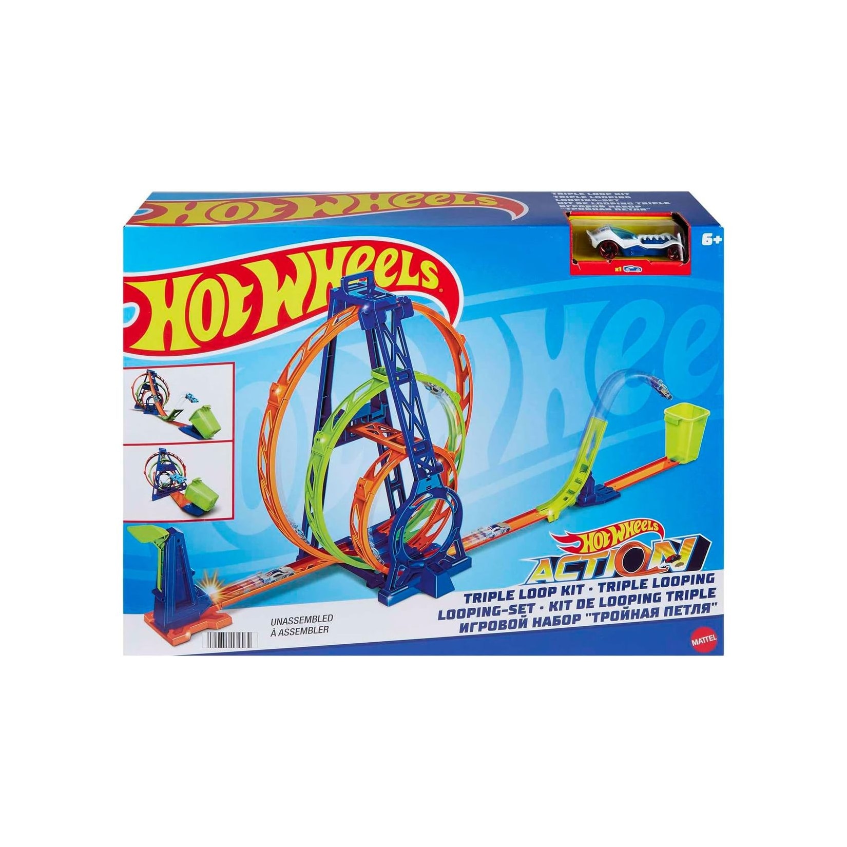 Mattel HMX38 - Hot Wheels - Tripple Looping-Set inkl. 1 Fahrzeug