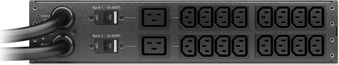 APC NetShelter - Automatisches Netzumschaltgerät (Rack - einbaufähig) - AC 207-253 V - 7400 VA - 1-phasig - Ethernet 10/100/1000, USB - Ausgangsanschlüsse: 18 - 2U - 2,44 m Schnur - Schwarz (AP4424A)