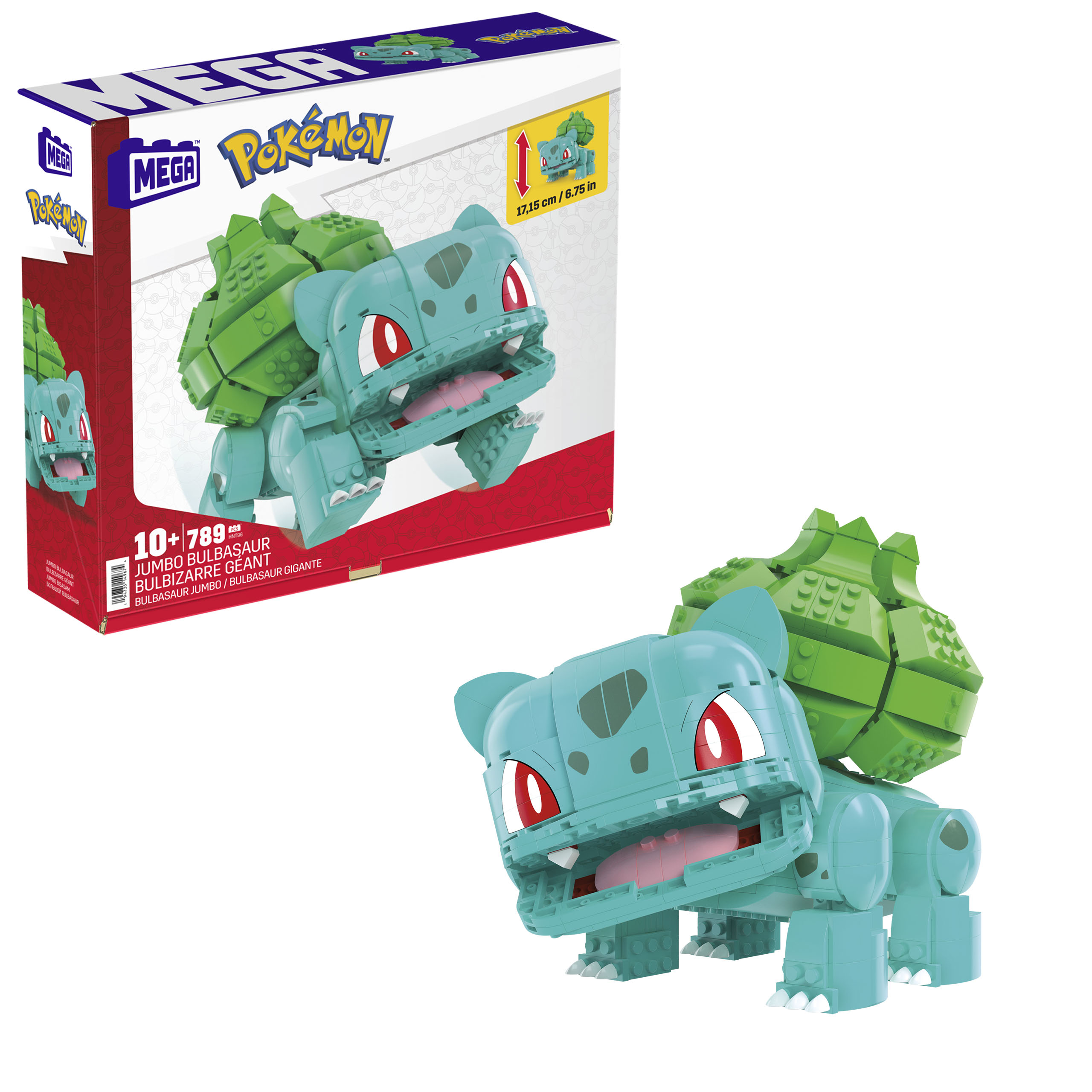 Mattel HNT96 - Mega - Pokémon - Jumbo-Bisasam Bauset, 789 Teile