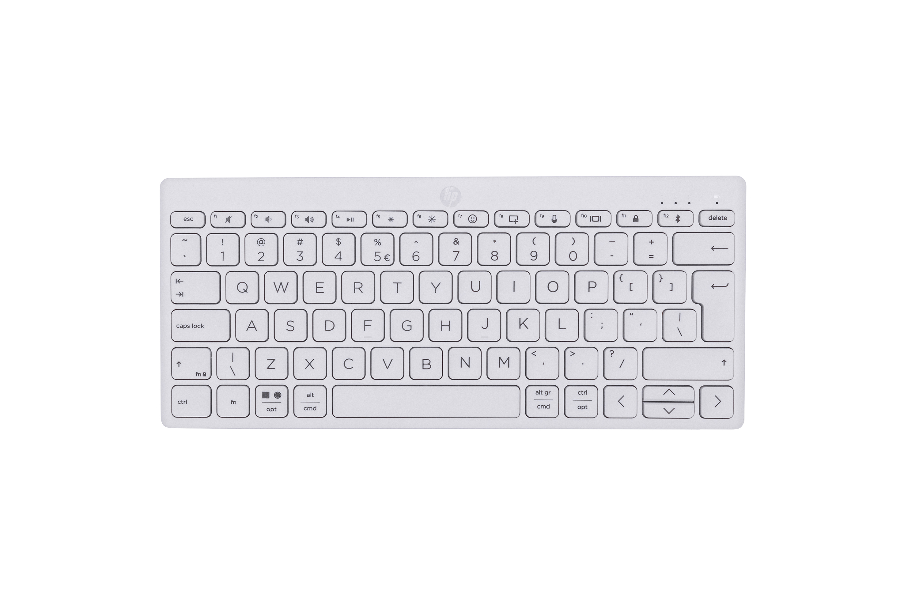 HP 350 Kompakte Bluetooth-Tastatur für mehrere Geräte - Mini - Kabellos - Bluetooth - Mechanischer Switch - QWERTY - Weiß (692T0AA#ABB)