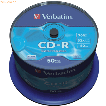 Verbatim CD-R, bis 52fach, 700 MB/80 min, 50er-Spindel