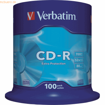 Verbatim CD-R, bis 52fach, 700 MB/ 80 min, 100er-Spindel
