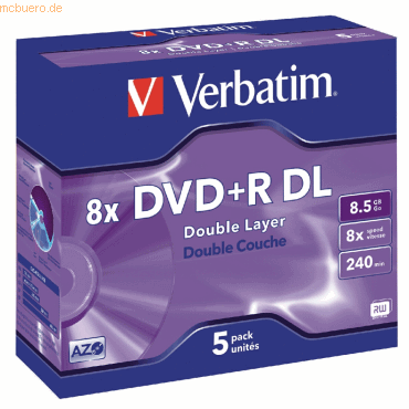 Verbatim DVD+R Double Layer 8x 8.5GB VE=5 Stück