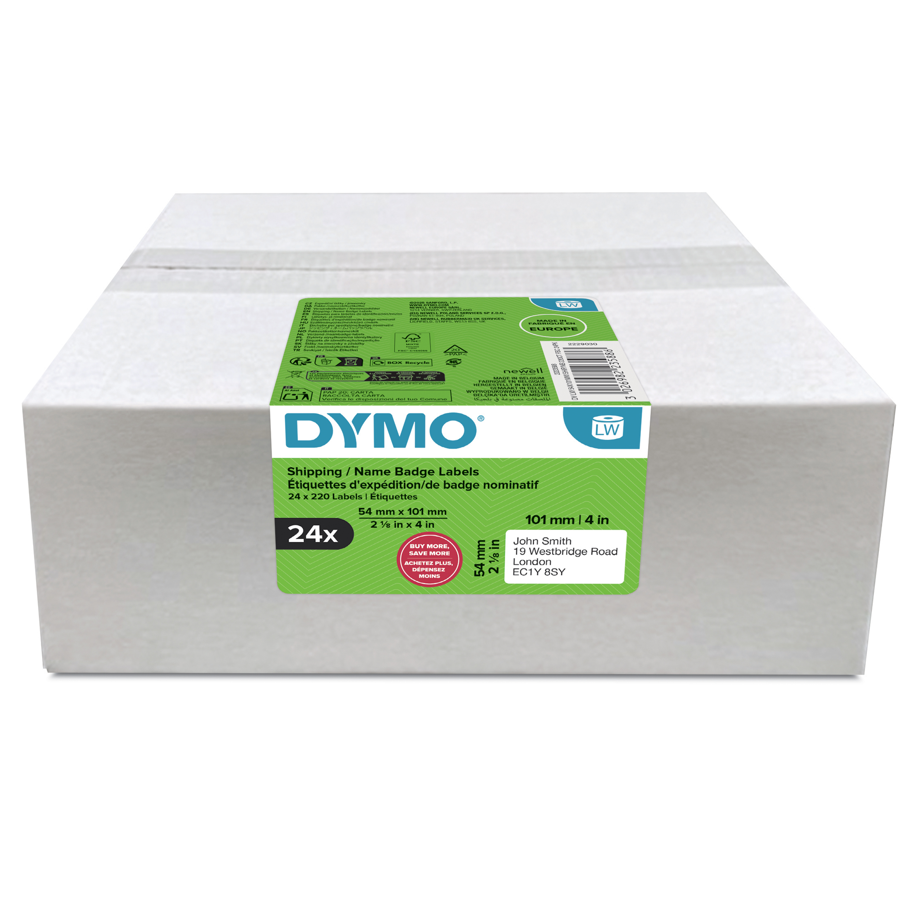 DYMO LabelWriter-Versand-Etiketten, 54 x 101 mm, weiß