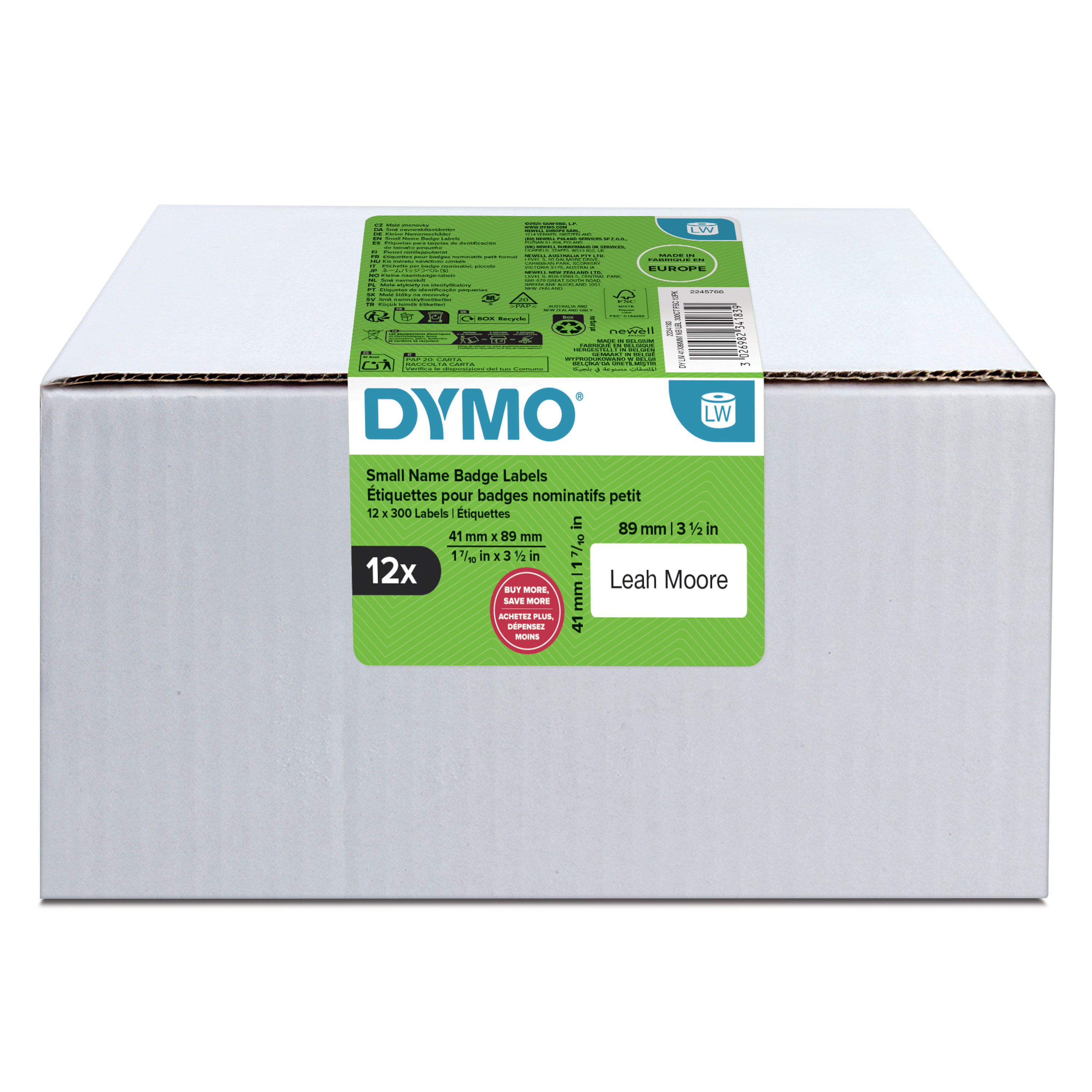 DYMO LabelWriter-Namensschilder, 89 x 41 mm, weiß