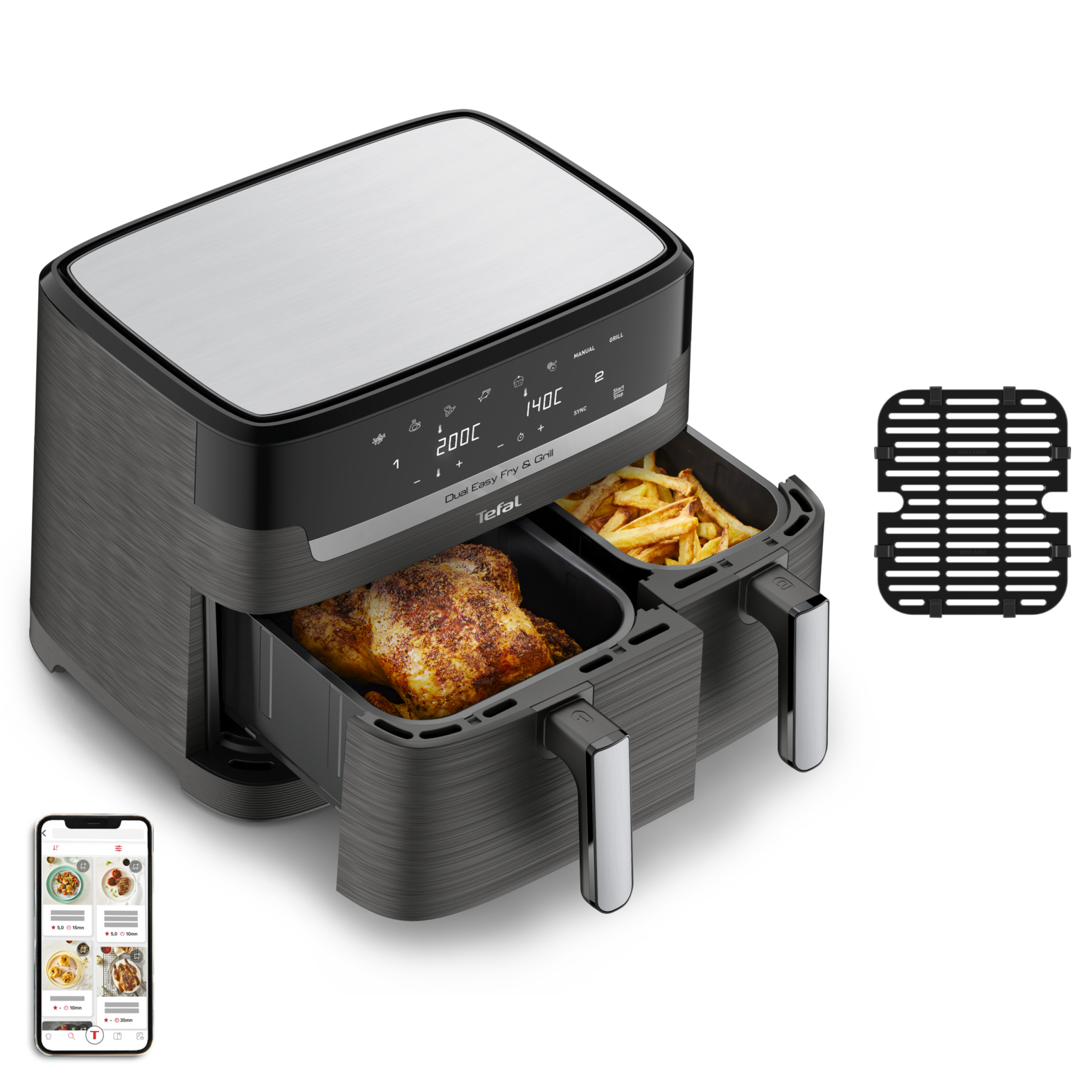 Tefal® Dual Easy Fry & Grill EY905B Heißluftfritteuse grau