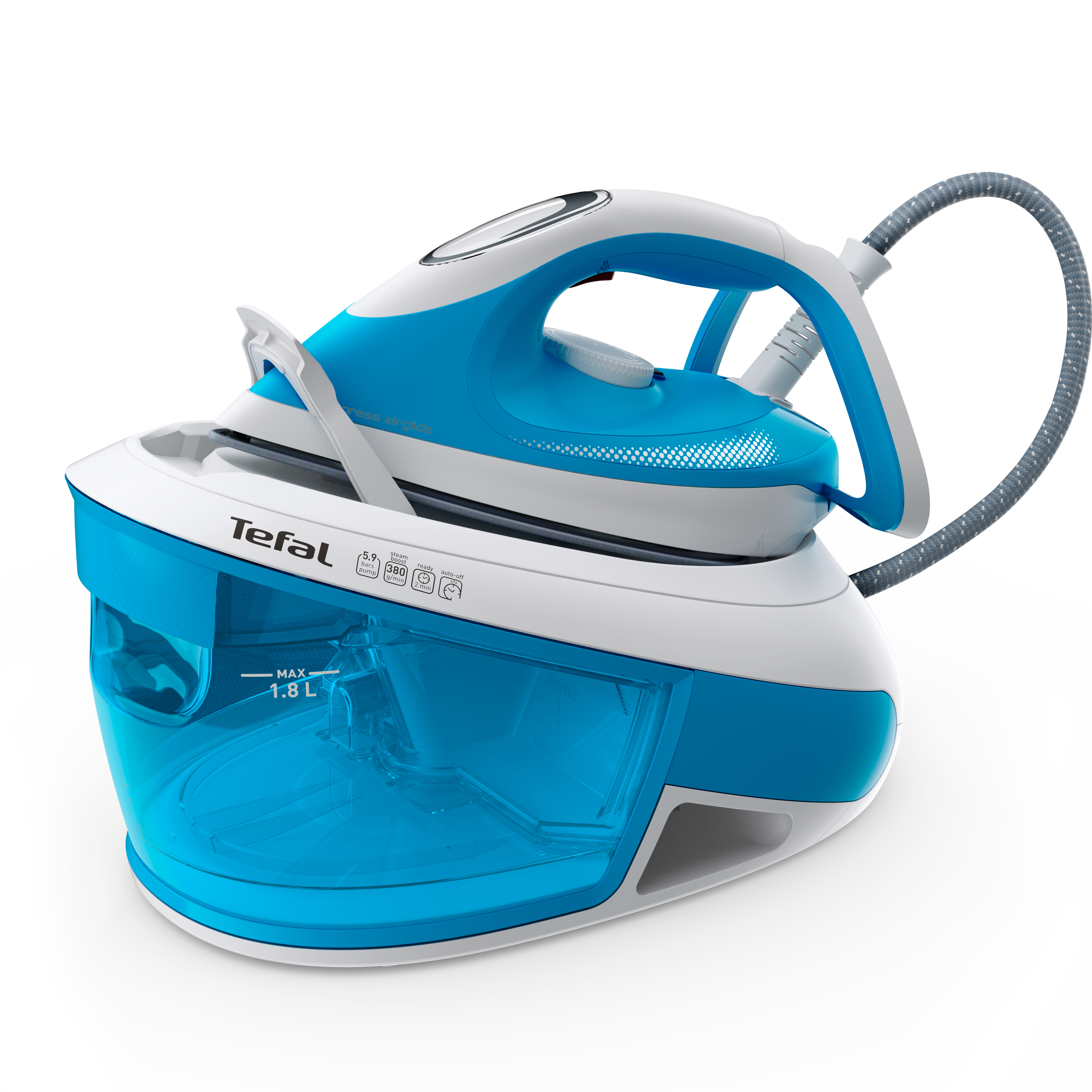 Tefal Express Airglide SV8002 Dampfbügelstation, Blau/Weiß
