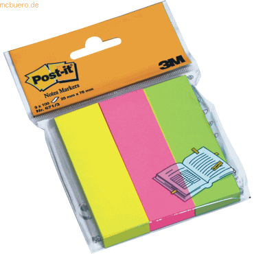 Post-it Haftstreifen 671-3, 3 x 100 Blatt, farbsortiert