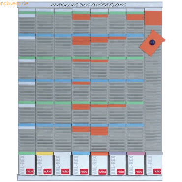 Nobo Wochenplaner Set für T-Karten Gr. 3 Aluminium 8 Spalten/54 Fächer