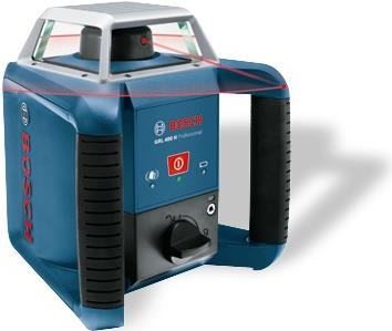 Bosch GRL 400 H Professional. Typ: Dreh-Ebene, Produktfarbe: Blau, Stativgewinde: 5/8 . Maximale Reichweite: 400 m, Levelling Präzision (±): 0,08 mm/m, Selbst-levelling Range (±): 5°. Operationszeit: 30 h, Batterietechnologie: Nickel-Metallhydrid (Ni