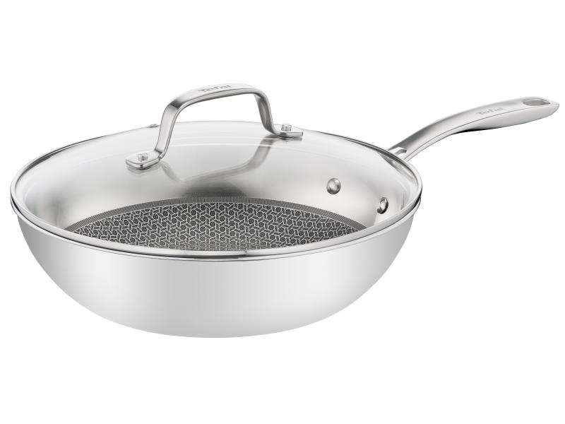 Tefal® Eternal Mesh E49716 Wokpfanne mit Deckel Ø 28 cm rund silber