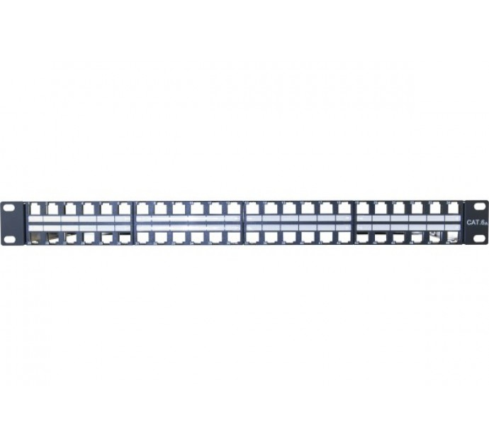 Dexlan Modulträger für 48 Keystone-Anschlussbuchsen, 48,30cm (19), schwarz RAL 9005 Zum Aufbau eines Patchfeldes mit bis zu 48 Ports (258152)