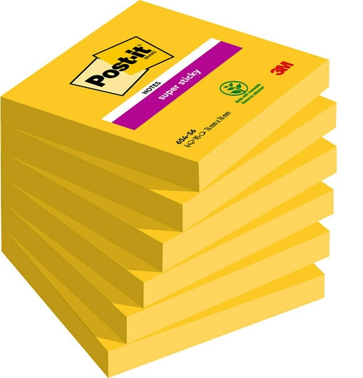 Post-it Haftnotizen super sticky notes, 76 x 76mm, ultragelb