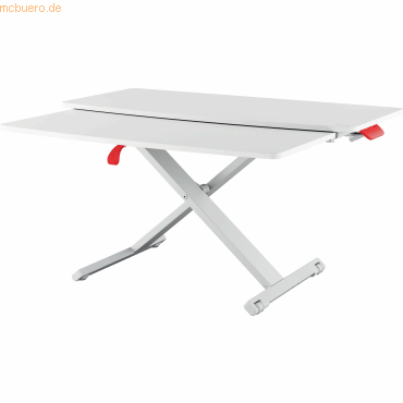 Schreibtischaufsatz Leitz Ergo Cosy, für Sitz- und Stehposition, höhenverstellbar, mit ausziehbarer Tastaturablage, B 800 x T 420 x H 72-380 mm, grau