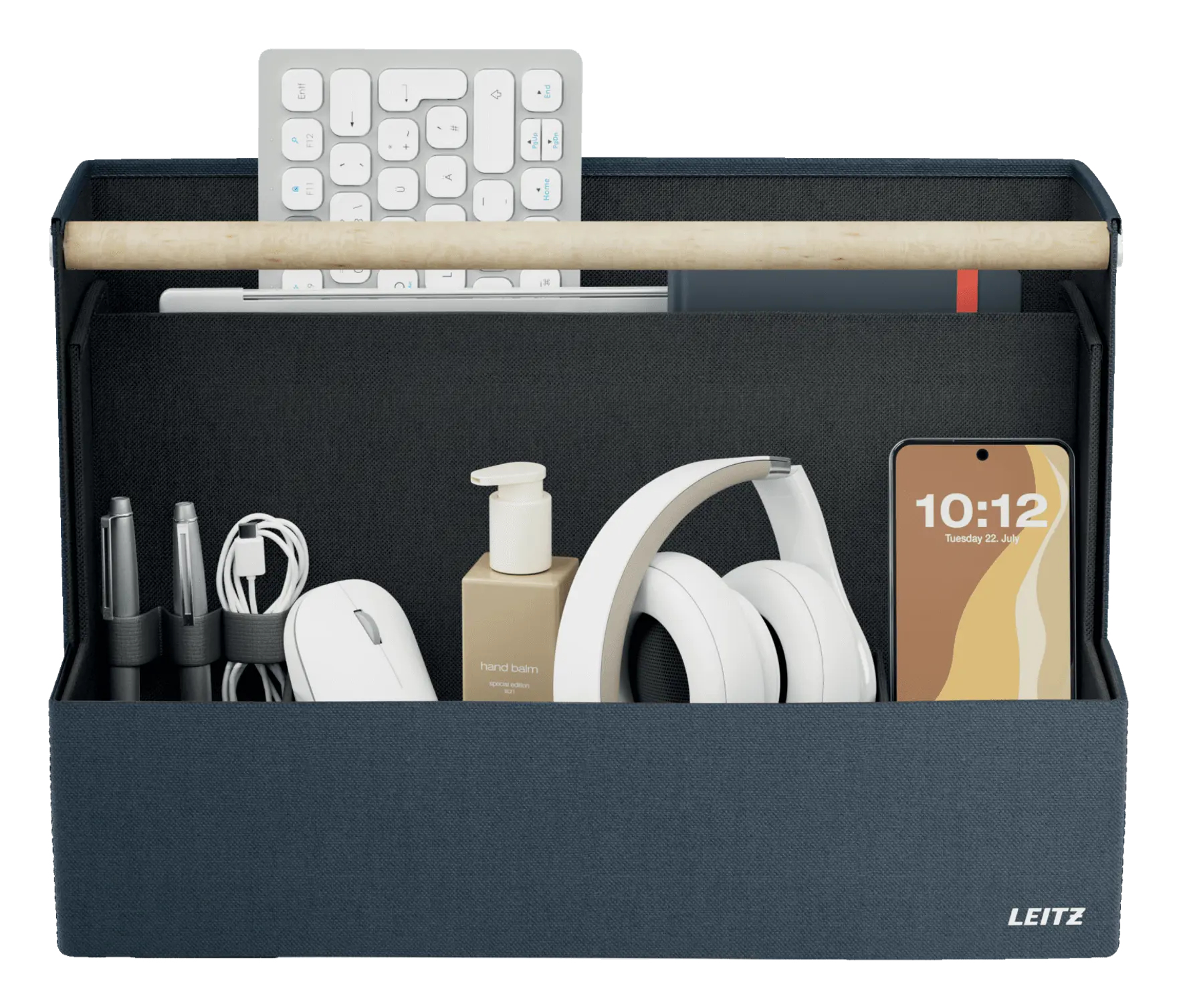 LEITZ Tragbarer Schreibtisch-Organizer mit Holzgriff, Stoff