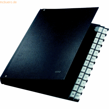 LEITZ® Pultordner, für DIN A4, alphabetisch, 26 Fächer, Graupappe, schwarz