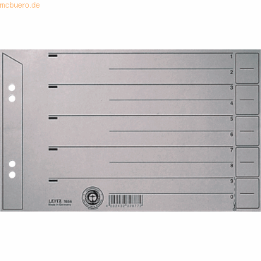 100 x Leitz Trennblatt A5quer 200g/qm Karton grau