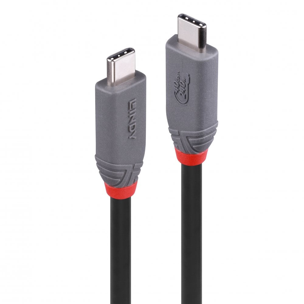 Lindy Anthra Line - USB-Kabel - 24 pin USB-C (M) zu 24 pin USB-C (M) - USB4 Gen3x2  5 A - 1,5m - unterstützt 4K 60 Hz (3840 x 2160), unterstützt 8K 60 Hz (7680 x 4320) - Schwarz (36957)
