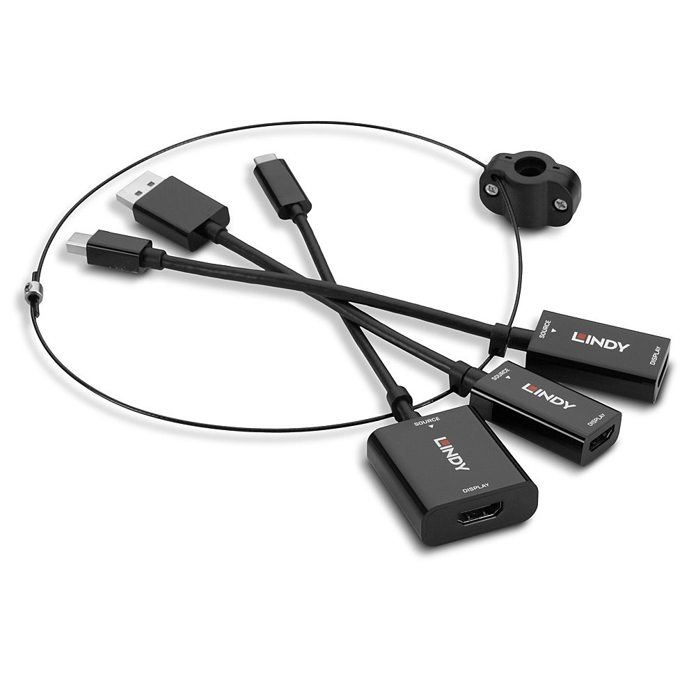Lindy Konverter-Satz USB Typ C, MiniDP und DP an HDMI 18G Immer den richtigen Konverter am HDMI-Kabel zur Hand (38304)