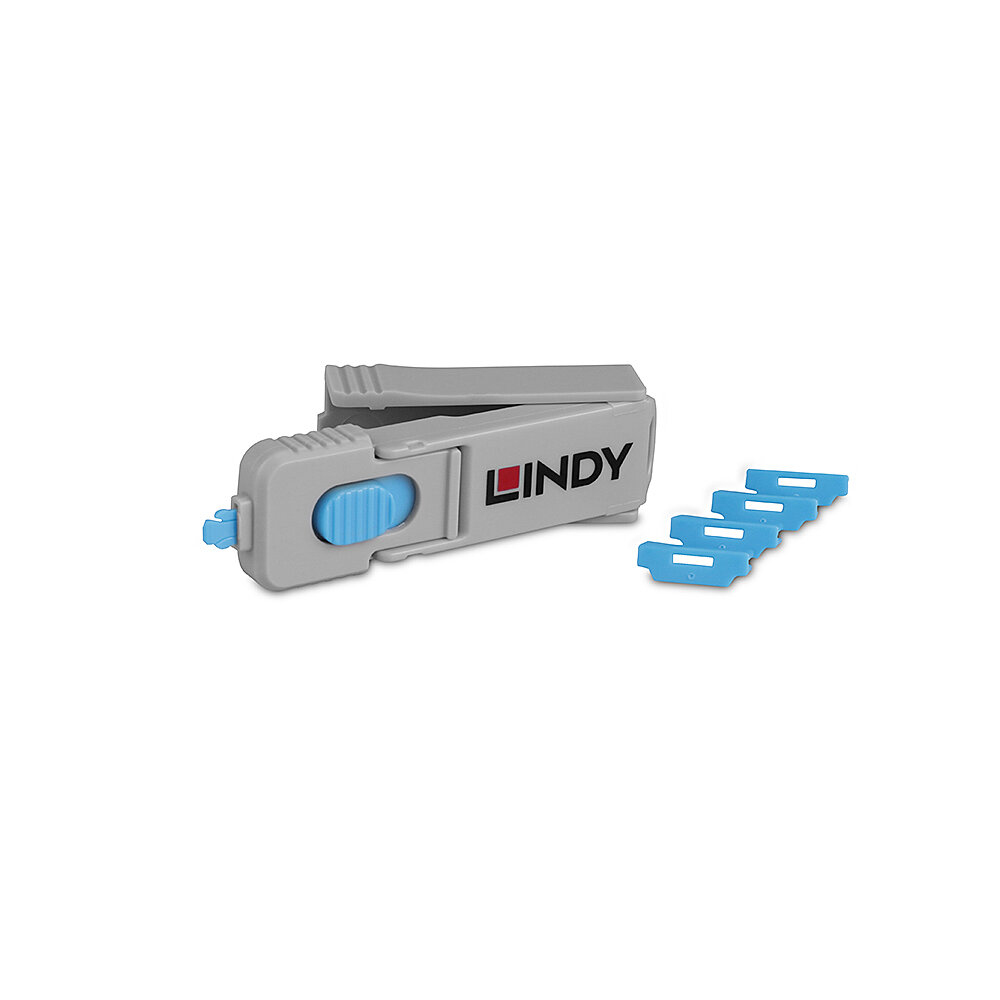 Lindy HDMI Port Blocker Key - Pack of 4 Blockers, Blue (40320)