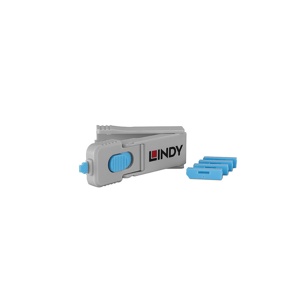 Lindy DisplayPort Port Blocker Key - Pack of 4 Blockers, Blue (40324)
