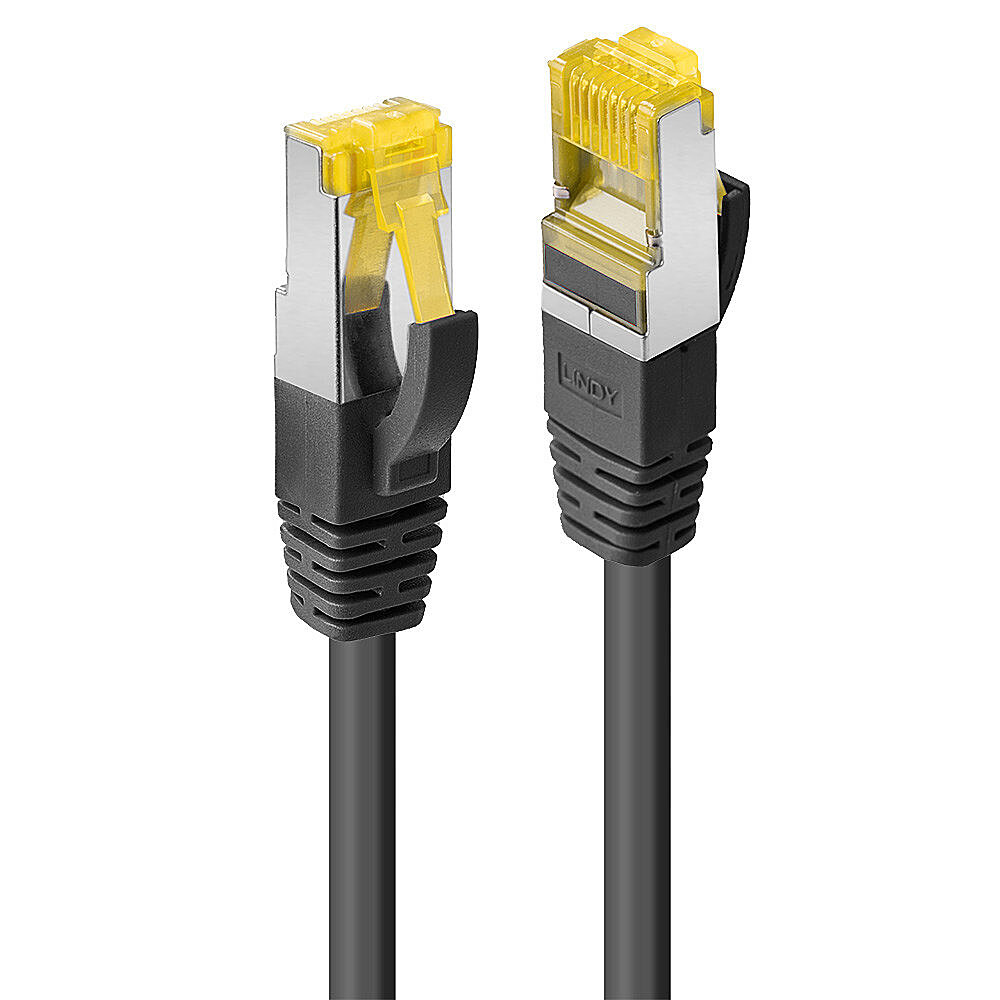 Lindy - Patch-Kabel - RJ-45 (M) zu RJ-45 (M) - 3,0m - 6,5 mm - S/FTP - CAT 7 (Kabel) / CAT 6a (Anschlüsse) - ohne Haken, halogenfrei - Schwarz (Packung mit 10) (47693)
