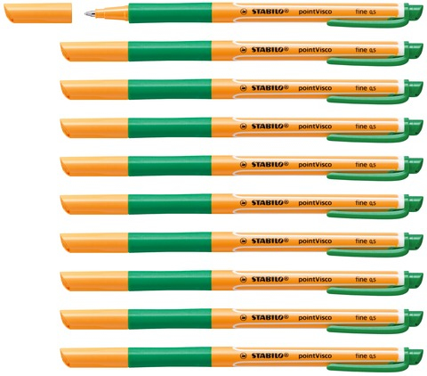 STABILO pointVisco Gelschreiber orange 0,5 mm, Schreibfarbe: grün, 10 St.
