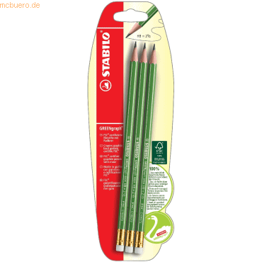 10 x Stabilo Bleistift Greengraph mit Radierer HB
