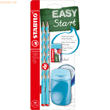 3 x Stabilo Dreikant-Bleistift Easygraph S Schul-Set blau