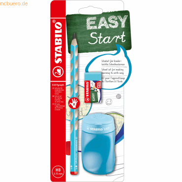 3 x Stabilo Dreikant-Bleistift Easygraph Schul-Set blau