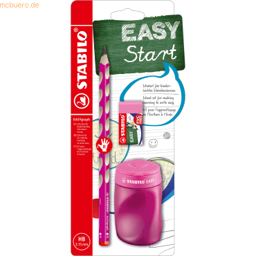 3 x Stabilo Dreikant-Bleistift Easygraph Schul-Set pink