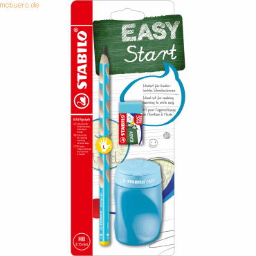 3 x Stabilo Dreikant-Bleistift Easygraph Schul-Set blau