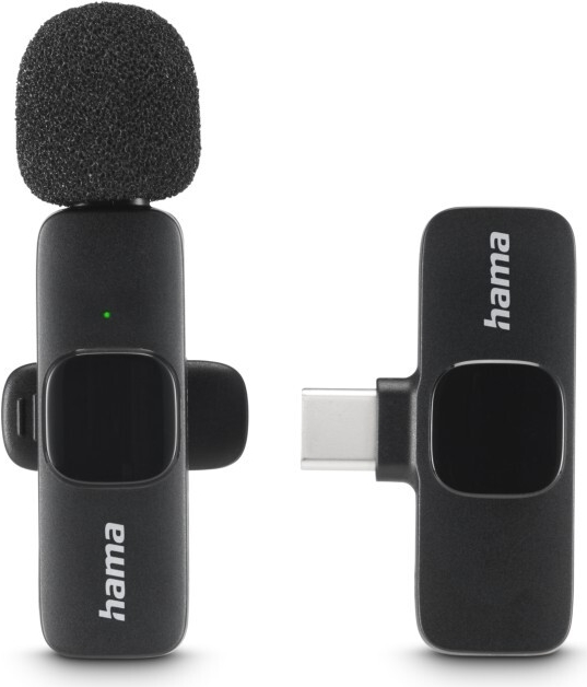 Hama Lavalier-Mikrofon Smart Wireless, kabelloses Ansteckmikrofon für Handy (00004680)