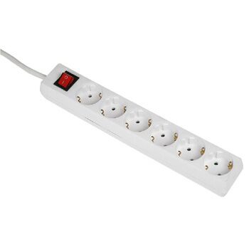 Hama Distribution Panel 6-Way with Switch/Children Protection - Verlängerungsschnur - Wechselstrom 230 V - output connectors: 6 - 1.4 m - weiß