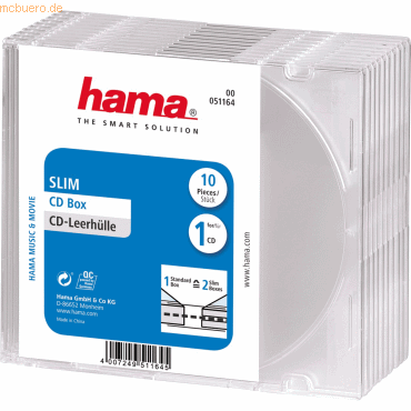 Hama CD-Hülle Slim 00051164 transparent 10 Stück