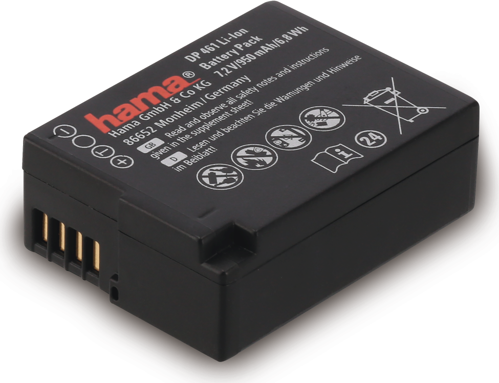 Hama DP 461 - Batterie - Li-Ion - 950 mAh - 6,8 Wh - Schwarz - für Panasonic DMW-BTC12, Lumix FZ1000, Lumix G DC-G90, G91, G95, DMC-G70, G8, G81, G8M (00077540)