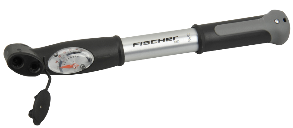 FISCHER Mini-Fahrrad-Luftpumpe, Aluminium, für alle Ventile