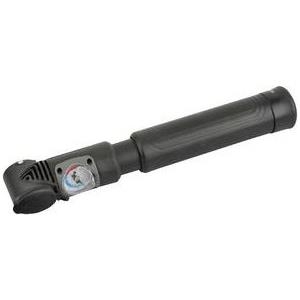 FISCHER Fahrrad-Mini-Luftpumpe, umschaltbar, schwarz mit Manometer, umschaltbar zwischen Druck und Volumen, - 1 Stück (85579)