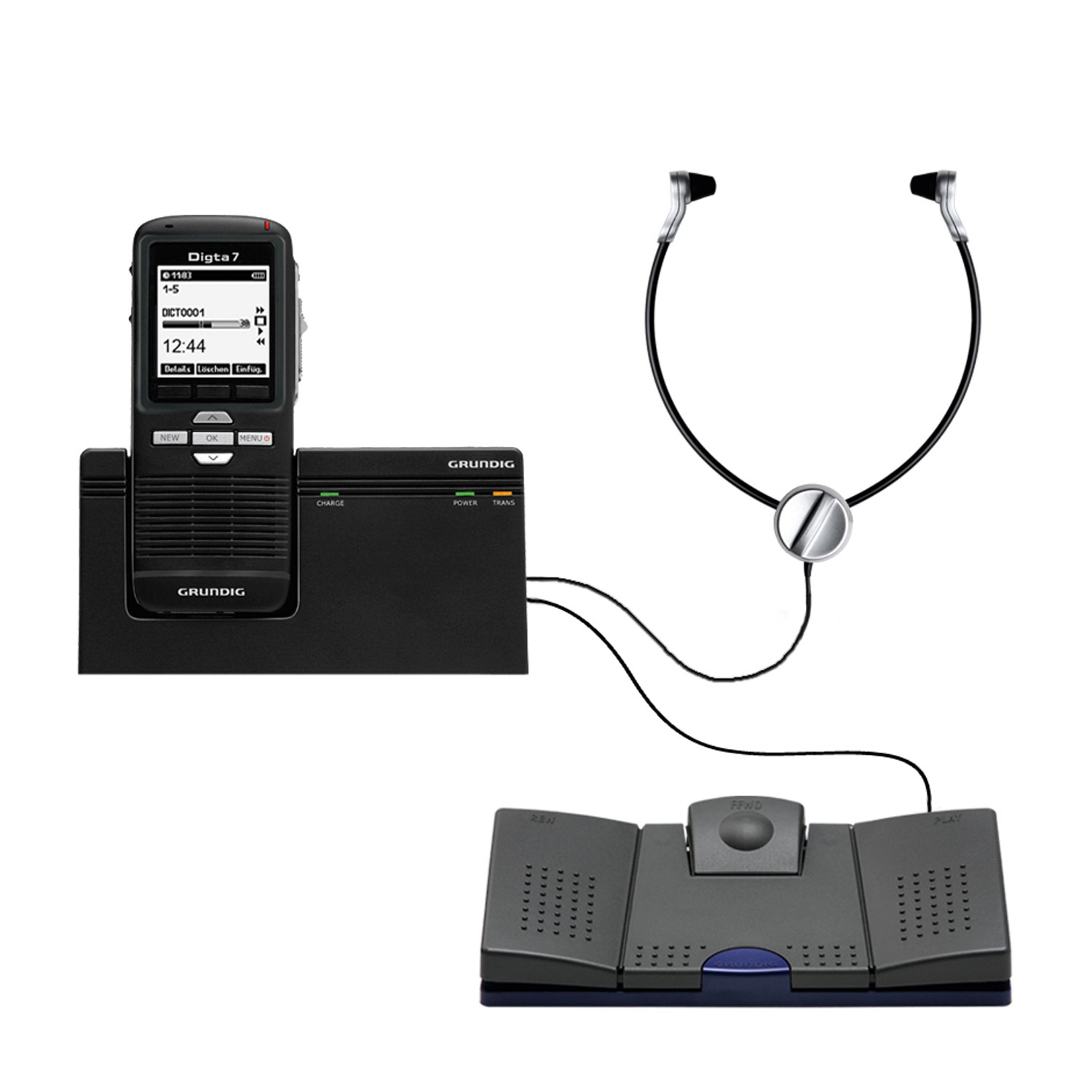 GRUNDIG Digta 7 Stand-alone Kit digitales Diktiergerät-Set 2 GB