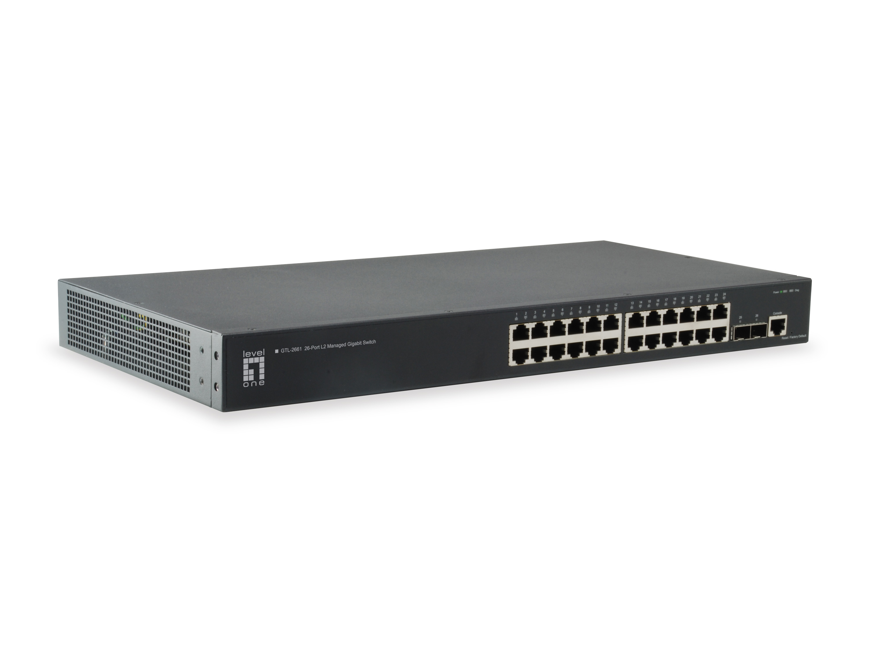 LevelOne Switch Kilby 26 Gigabit Ports + 2 10Gigabit SFP+-Ports L2 managed (GTL-2661)