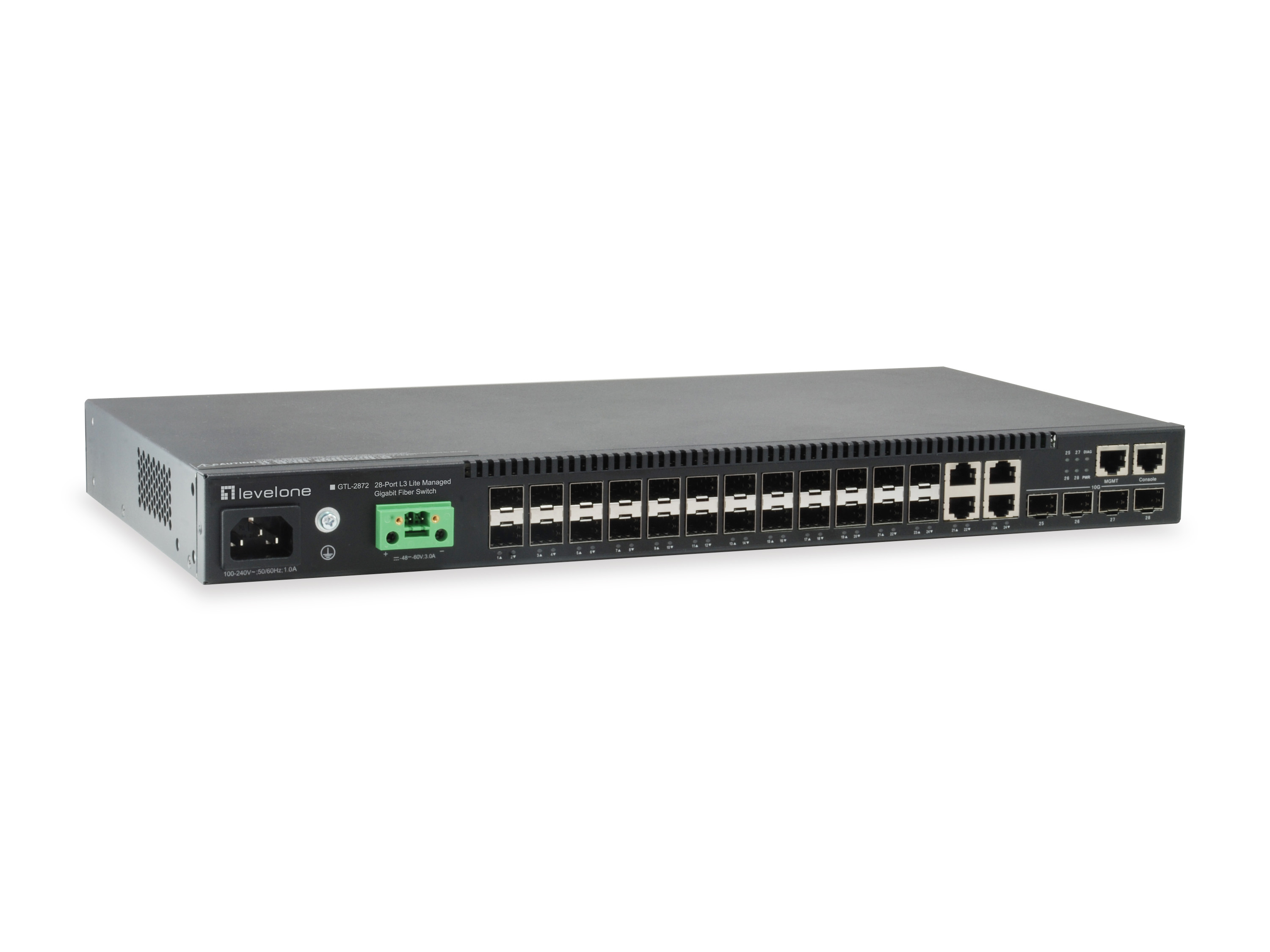 LevelOne Switch Kilby 28 Gigabit Fiber-Ports mit 20 Gigabit Fiber-Ports , 4 10Gbe SFP+, 4 Gigabit RJ45/SFP-Ports