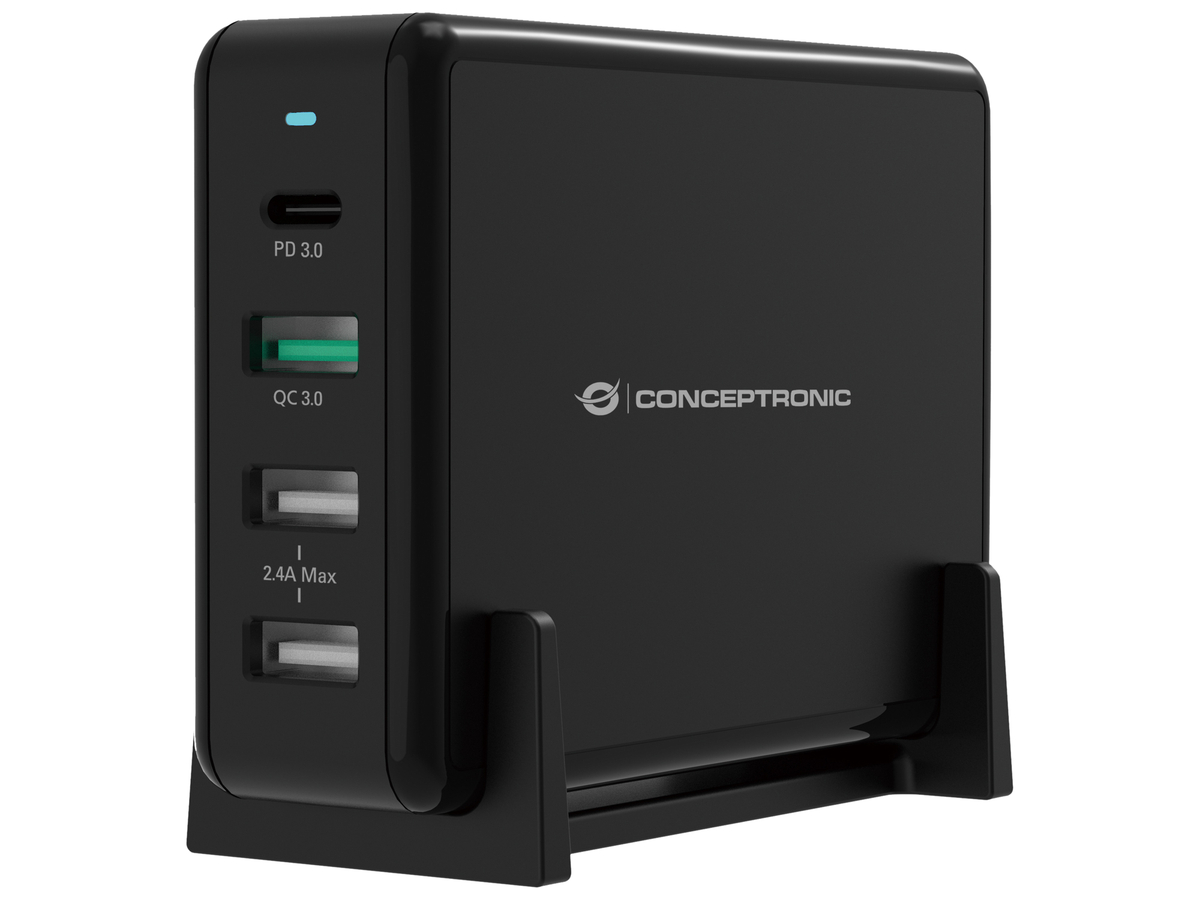 CONCEPTRONIC Desktop-Ladegerät OZUL, 4-Port, 65W, USB-PD